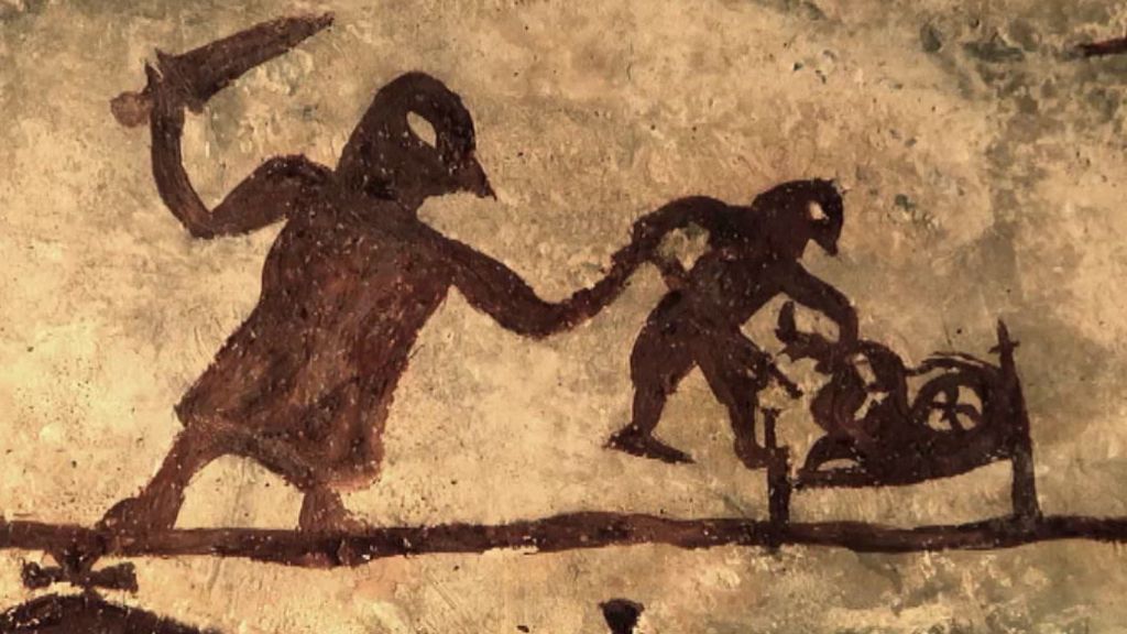 Extrañas pinturas que adornan el templo de Alaiza