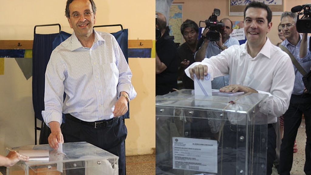 Los líderes griegos votando
