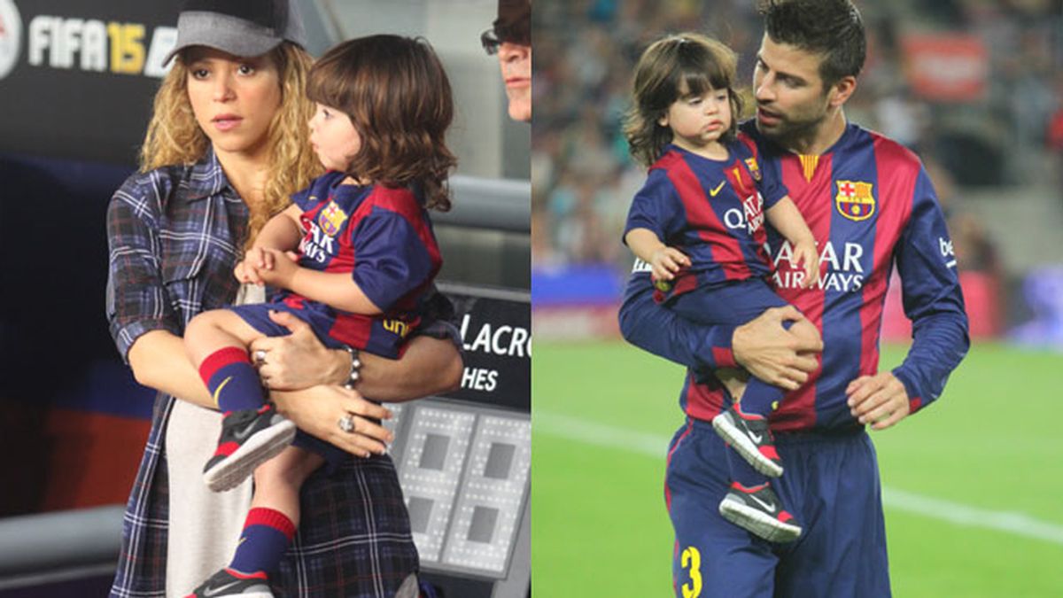 Milan y Shakira apoyan a Gerard Piqué en el Camp Nou