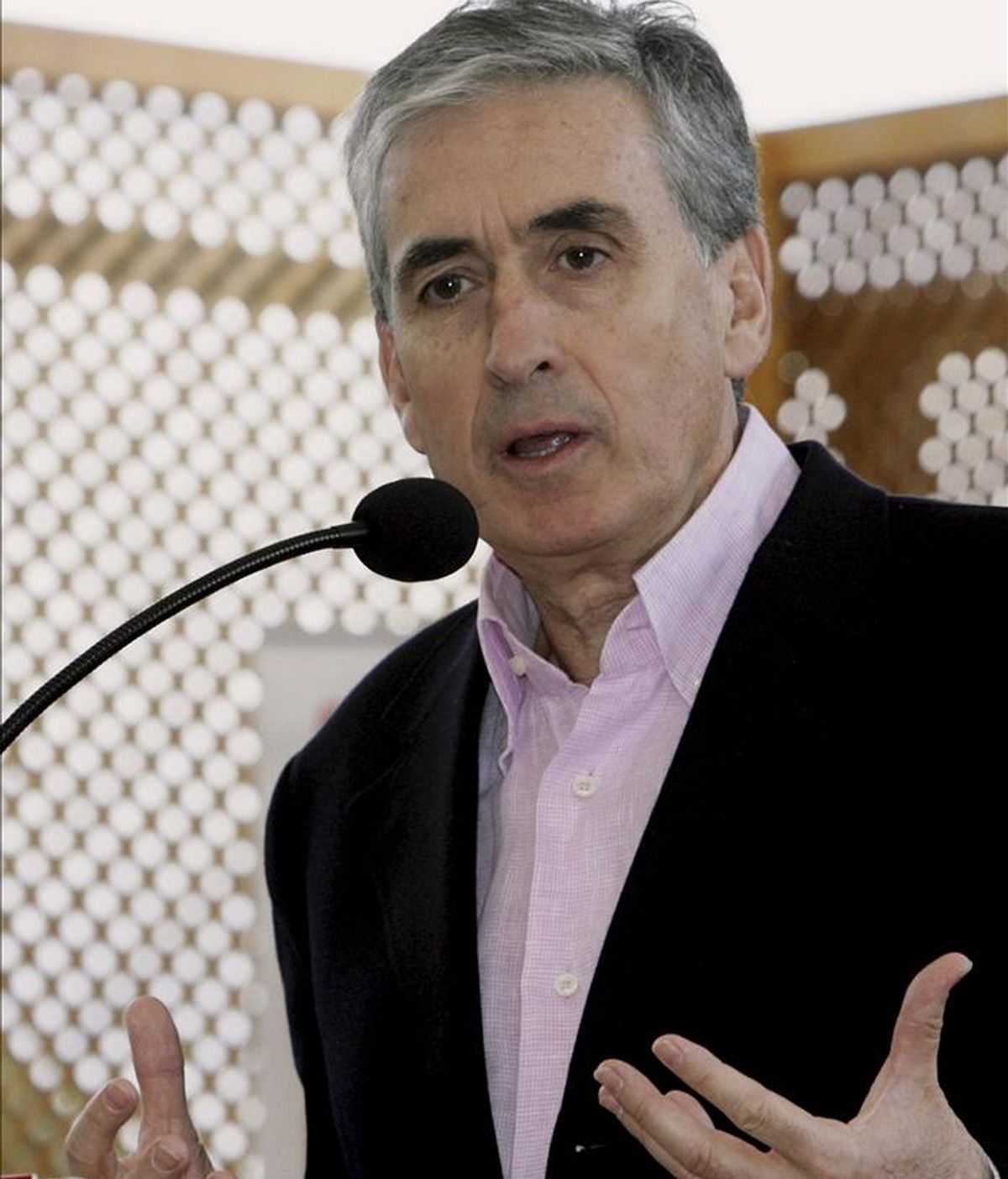 El ministro de la Presidencia, Ramón Jáuregui, durante su intervención hoy en la presentación de la candidatura socialista a la alcaldía de Alcantarilla (Murcia). EFE