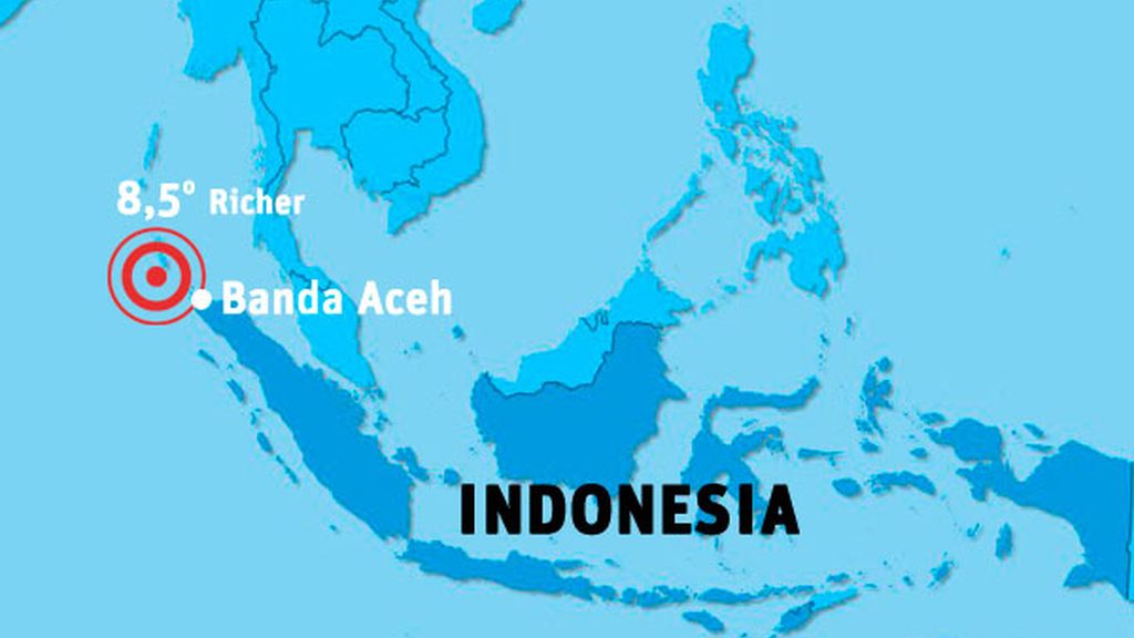 Lugar donde ha tenido lugar el terremoto de Indonesia