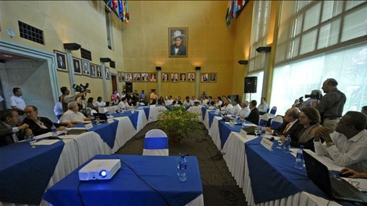Vista general del encuentro del Consejo de Ministros de Relaciones Exteriores, en el marco de la XXXIV reunión extraordinaria de jefes de Estado Estado del Sistema de Integración Centroamericano (SICA), en Managua (Nicaragua). EFE