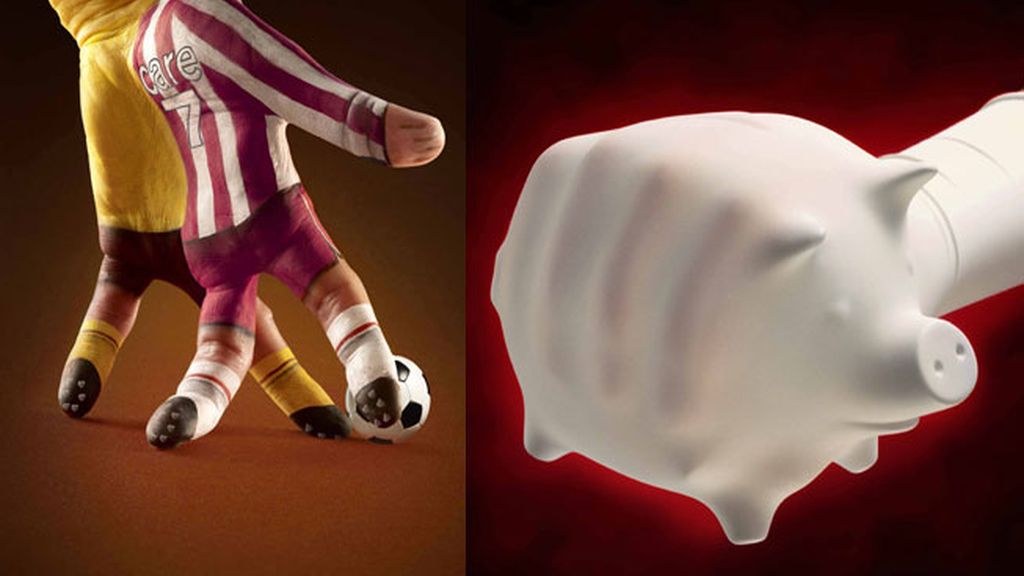 Ilusiones ópticas realizadas sobre manos pintadas