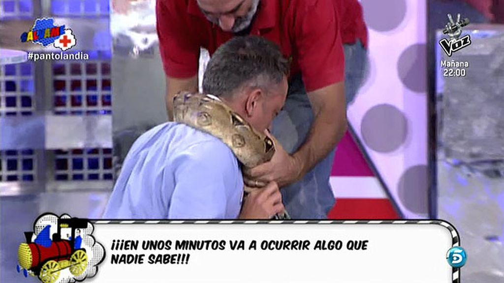 El plató se oscurecía y cuando se hizo la luz, descubrimos que Kiko tenía una serpiente en el cuello