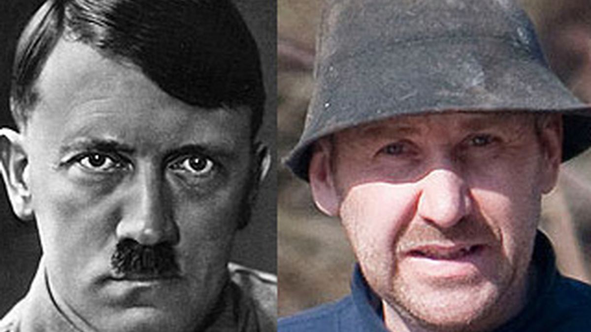 Hitler (izq) y Gerhard Koppensteiner el granjero austríaco, primo lejano del dictador nazi. Foto 'The Sun'