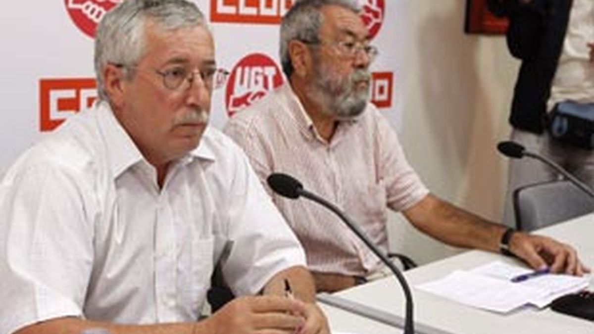 Los líderes sindicales Ignacio Fernández Toxo y Cándido Méndez. Foto: EFE