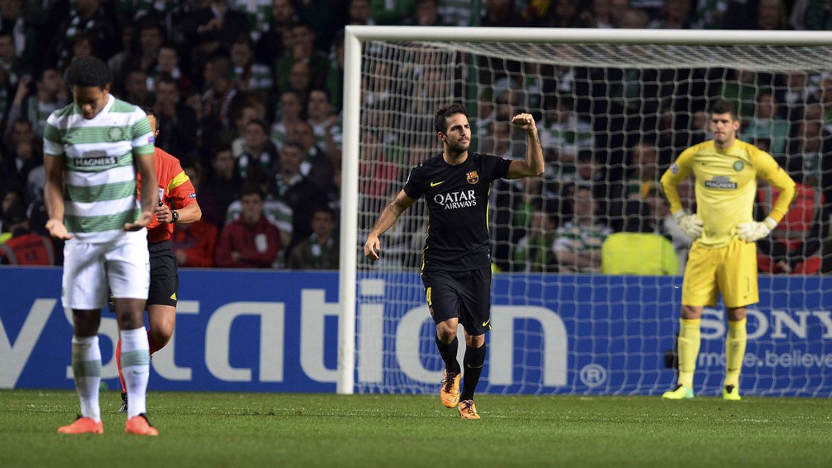 Fábregas celebra su gol ante el Celtic