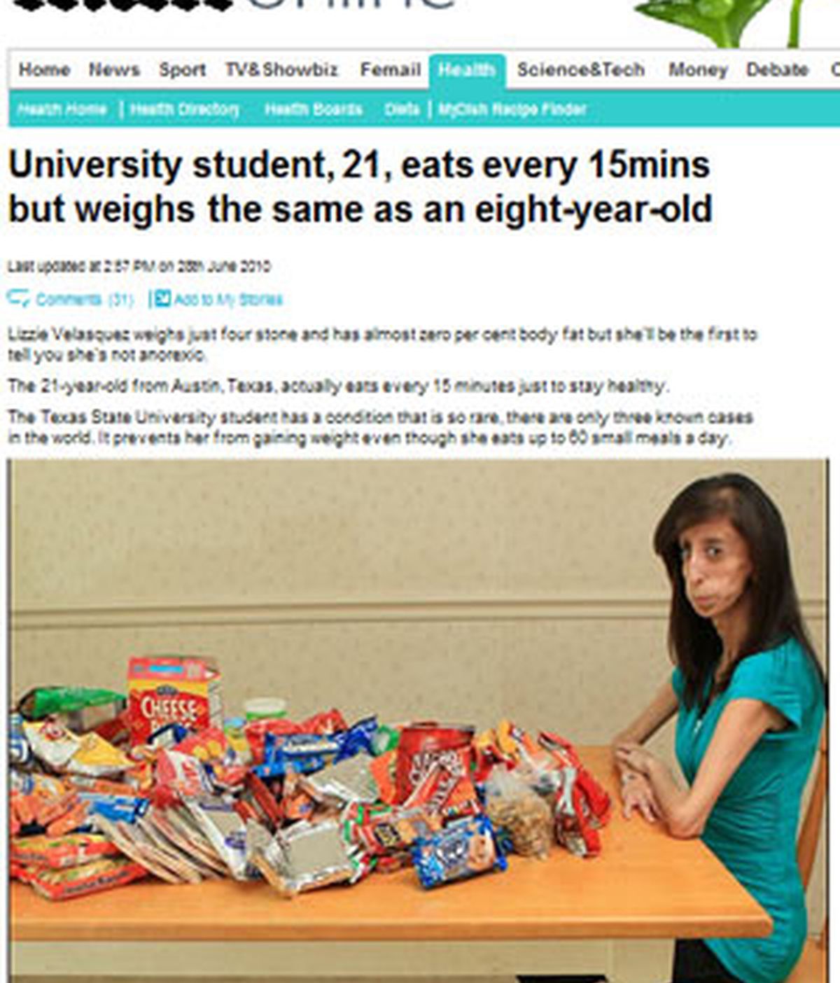 Lizzie Velazques, en una imagen del Daily Mail. Lizzie Velazques, en una imagen del Daily Mail.