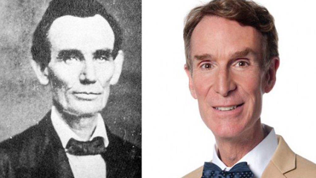 Abraham Lincoln y el presentador Bill Nye