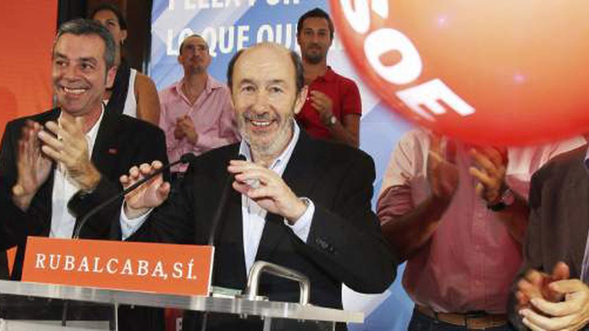 Alfredo Pérez Rubalcaba, durante un acto electoral en Madrid.