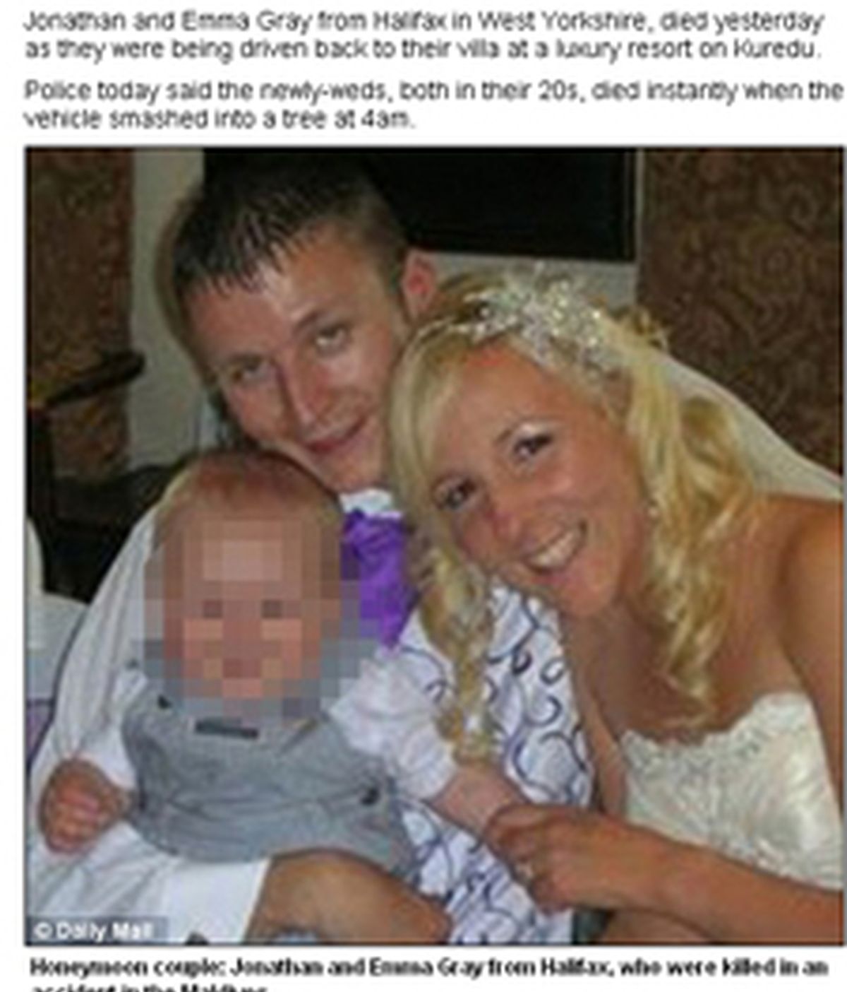 La pareja fallecida, durante su boda, pocos días antes de morir. Foto: Daily Mail