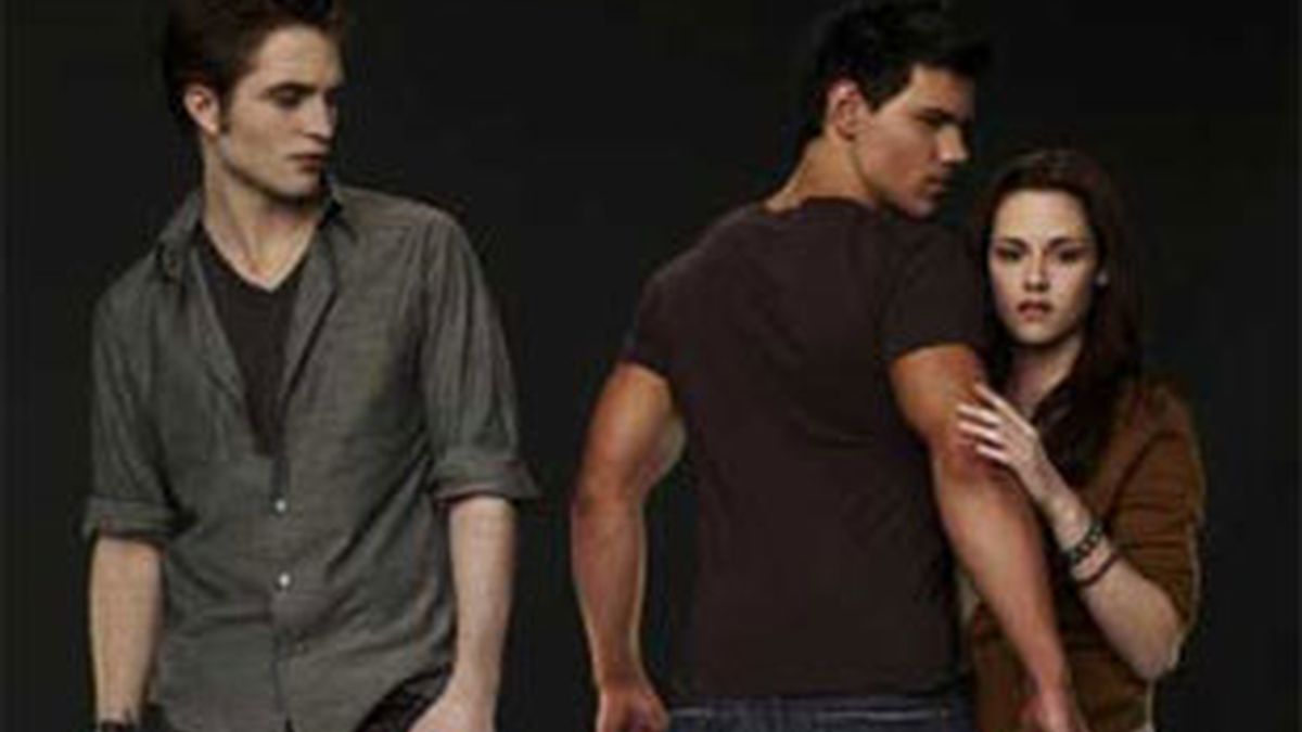 Los tres protagonistas de la saga: Robert Pattinson, Taylor Lautner y Kristen Stewart.