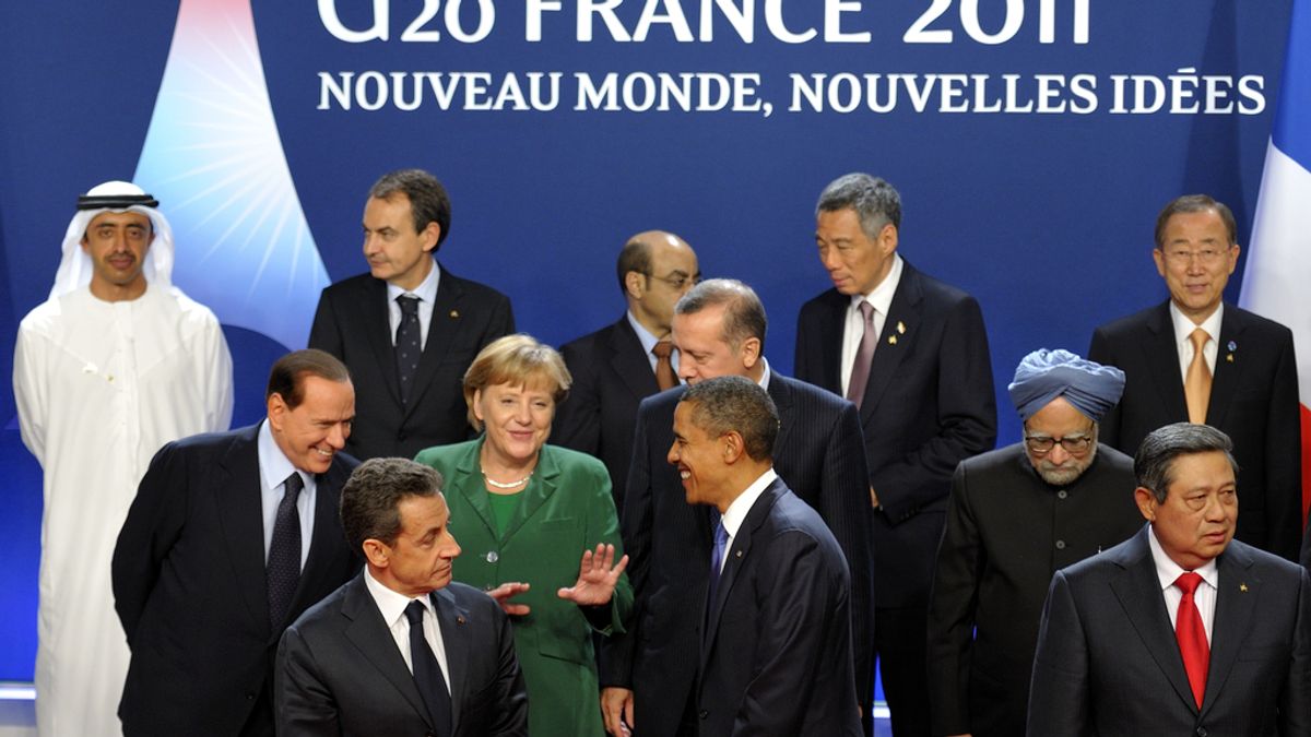 Los líderes del G20, en la foto de familia de la cumbre de Cannes
