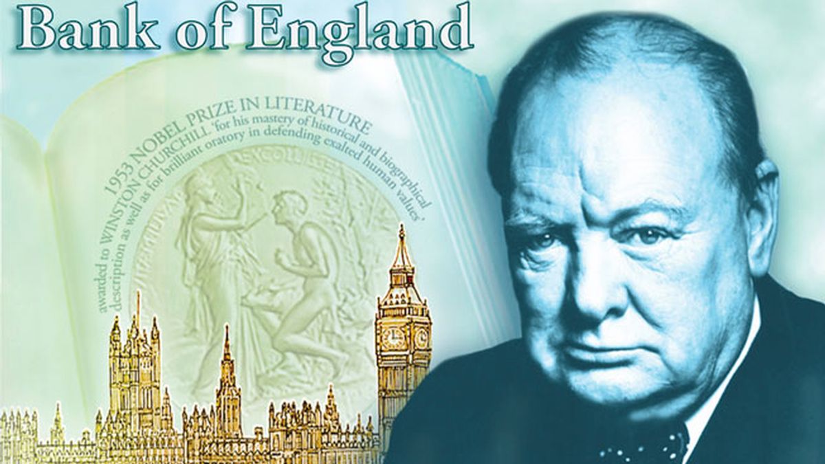 Winston Churchill enla imagen de los nuevos billetes de cinco libras