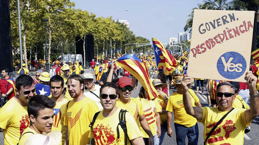 Manifestantes de la Diada de Cataluña