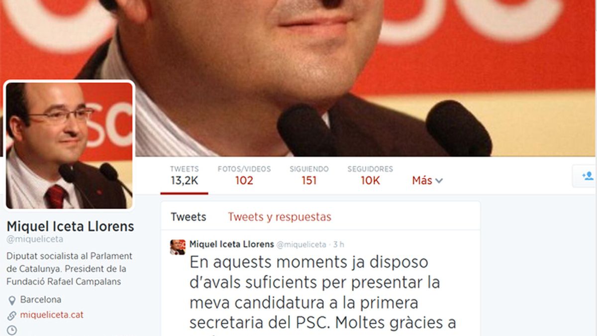 Miquel Iceta anuncia a través de Twitter que tiene los más de 2.000 avales necesarios para liderar el PSC