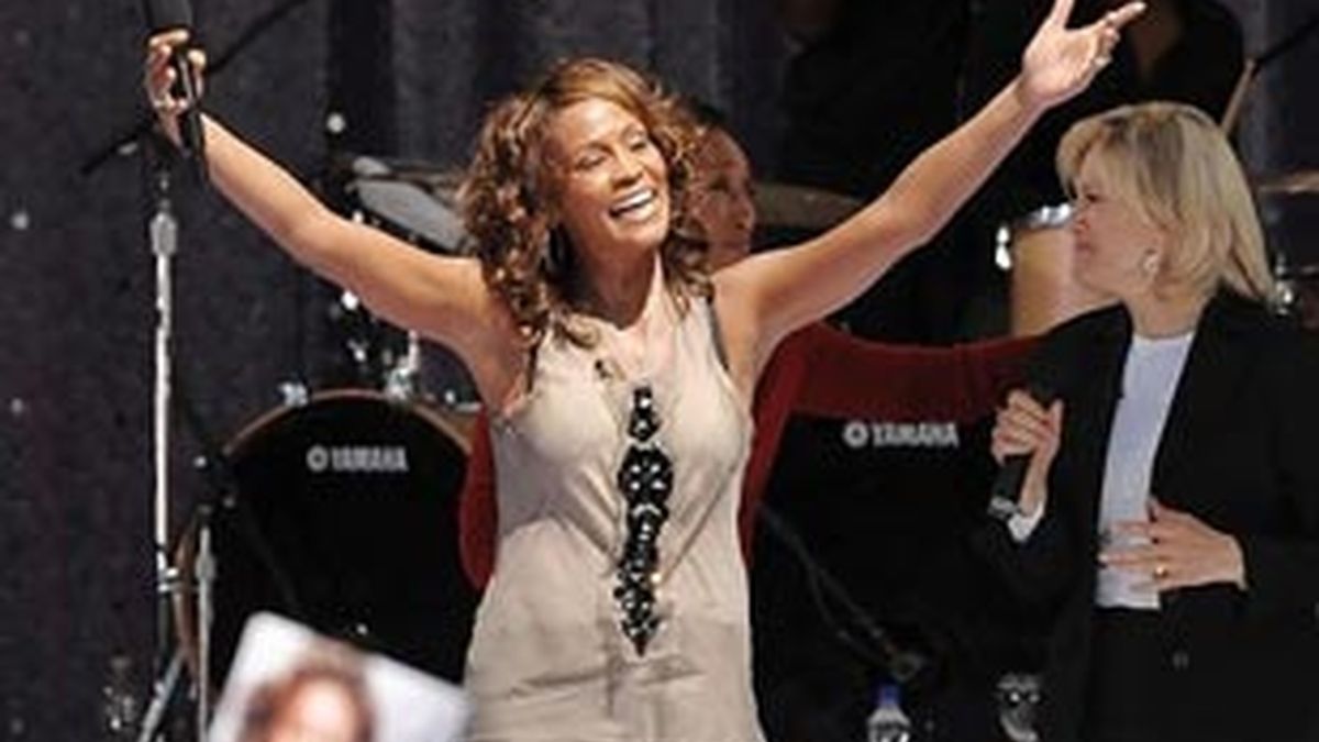 La cantante Whitney Houston durante uno de sus conciertos.