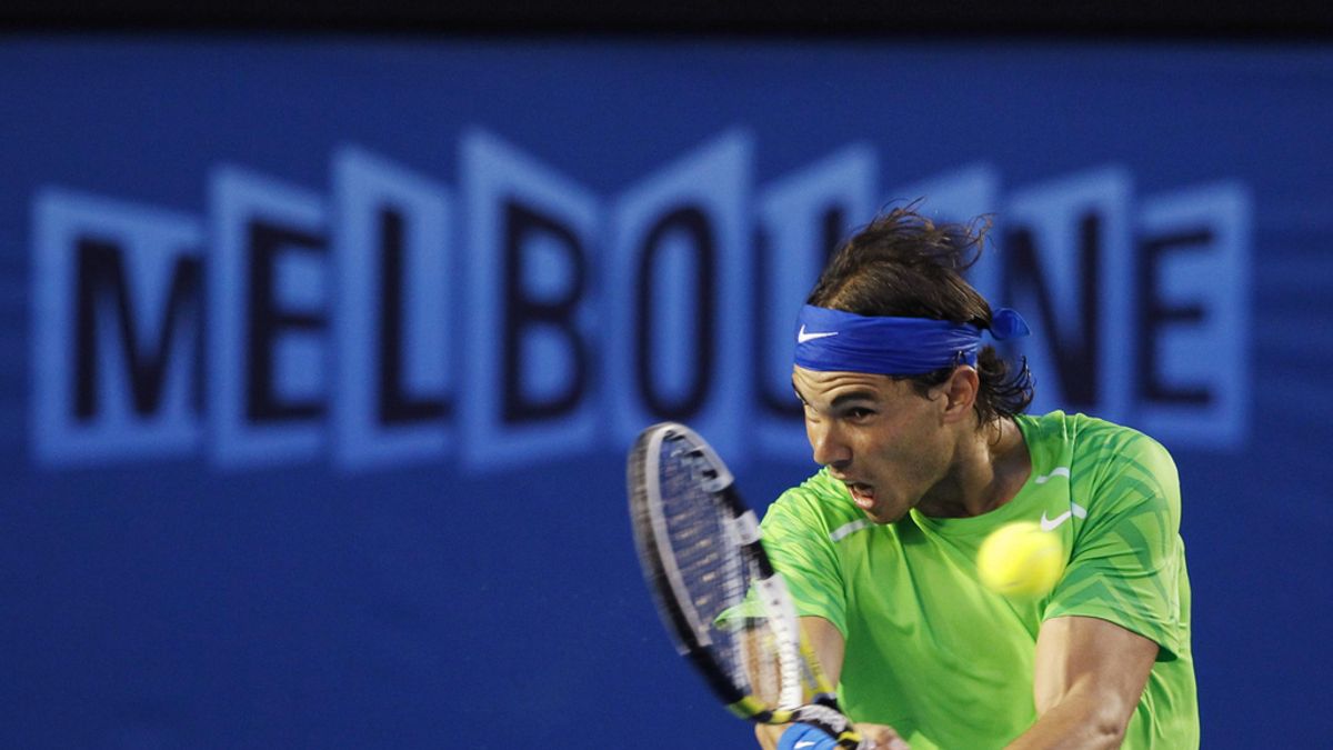 Nadal durante la semifinal con Roger Federer