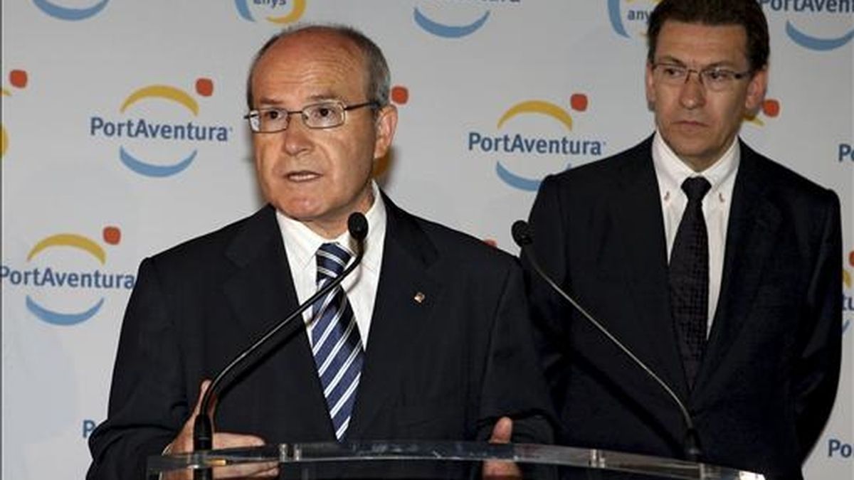 El presidente de la Ganeralitat de Cataluña, José Montilla, durante su discurso hoy en la celebración del 15 aniversario de Port Aventura. EFE