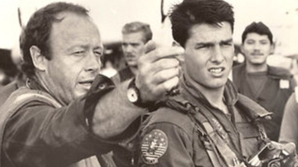 Tony scott con Tom Cruise durante el rodaje de la cinta Top gun