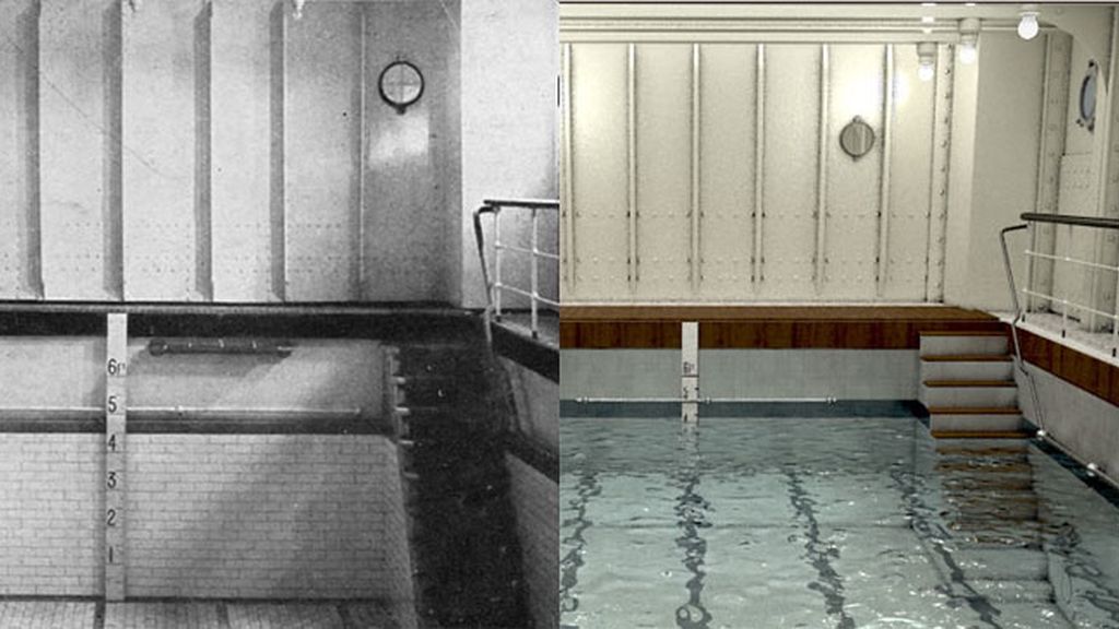 La piscina, junto a un baño turco