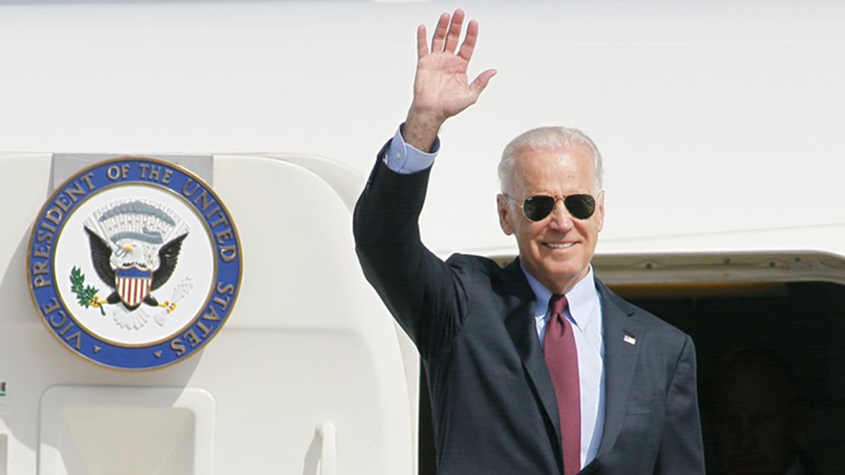 Joe Biden a su llegada a Kiev, la capital de Ucrania
