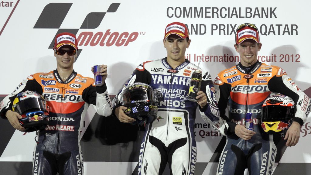 El podio de MotoGP en Qatar