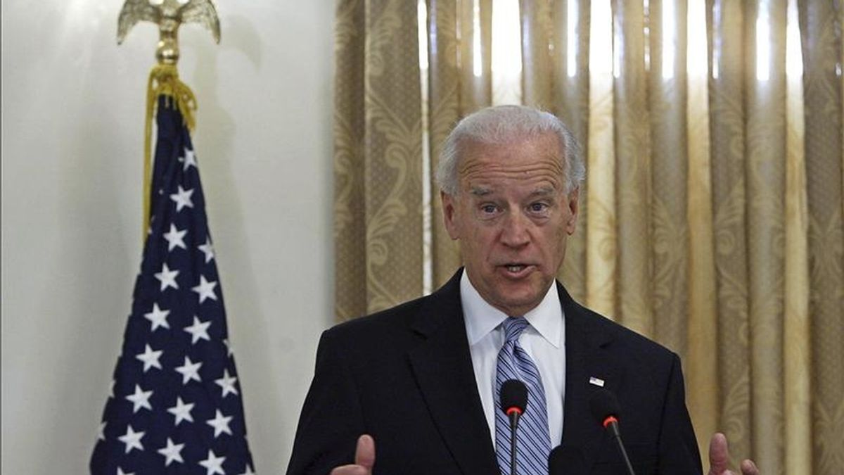 El vicepresidente estadounidense, Joe Biden, ayer en Afganistán. EFE