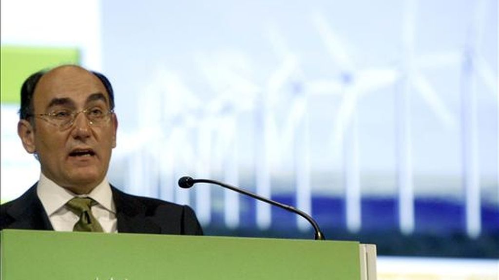 El presidente de Iberdrola, Ignacio Sánchez Galán, durante su intervención en la Junta General de Accionistas celebrada en Bilbao. EFE/Archivo El presidente de Iberdrola, Ignacio Sánchez Galán, durante su intervención en la Junta General de Accionistas celebrada en Bilbao. EFE/Archivo