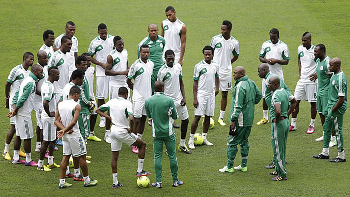 La selección nigeriana, en un entrenamiento.