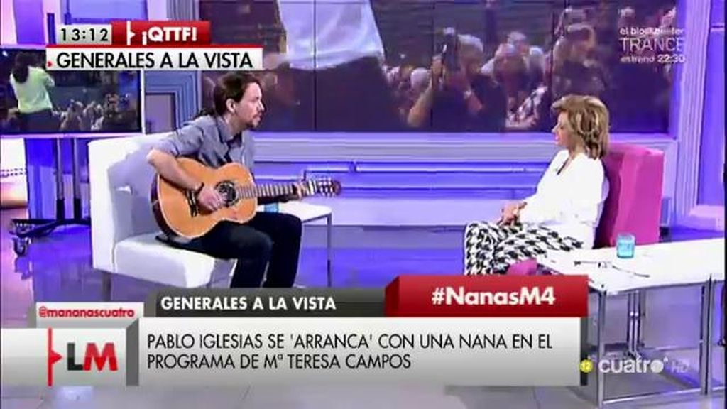 Pablo Iglesias se ‘arranca’ con una nana en el programa de María Teresa Campos