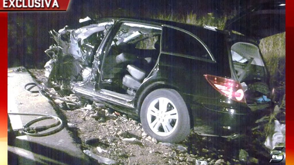 El coche de Ortega, tras el accidente