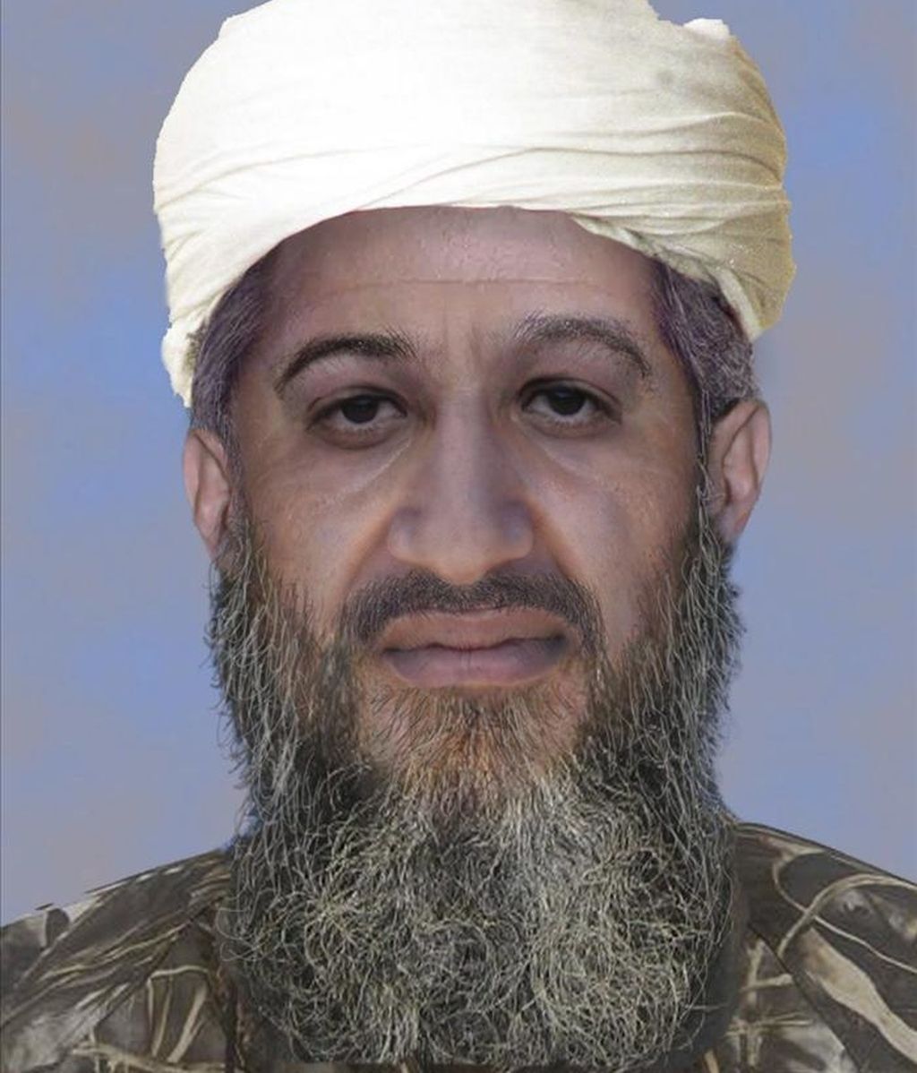 Fotografía de archivo facilitada el 15 de enero de 2010 por el FBI que muestra la "progresión de edad" del líder de Al Qaeda, Osama Bin Laden, realizada por medios digitales para mostrar el aspecto físico que podría tener en la actualidad. EFE Fotografía de archivo facilitada el 15 de enero de 2010 por el FBI que muestra la "progresión de edad" del líder de Al Qaeda, Osama Bin Laden, realizada por medios digitales para mostrar el aspecto físico que podría tener en la actualidad. EFE
