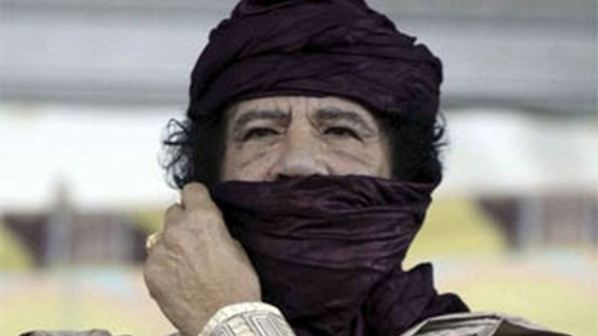 Imagen de archivo del líder libio, Muamar Gadafi. Foto: EFE.