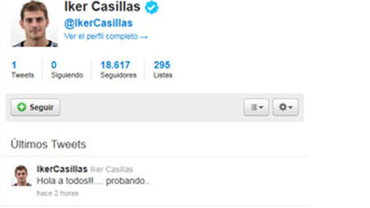 La cuenta en Twitter de Iker Casillas ha alcanzado los 18.000 seguidores antes de ser cerrada. Imagen: Twiiter.