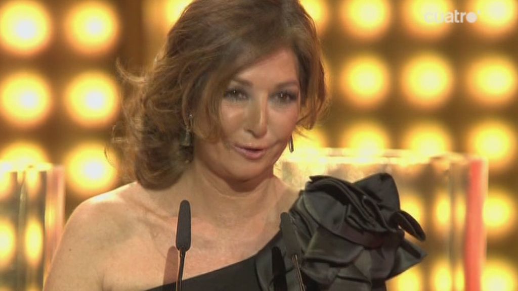 La presentadora recogió el codiciado premio con un look sobrio y elegante