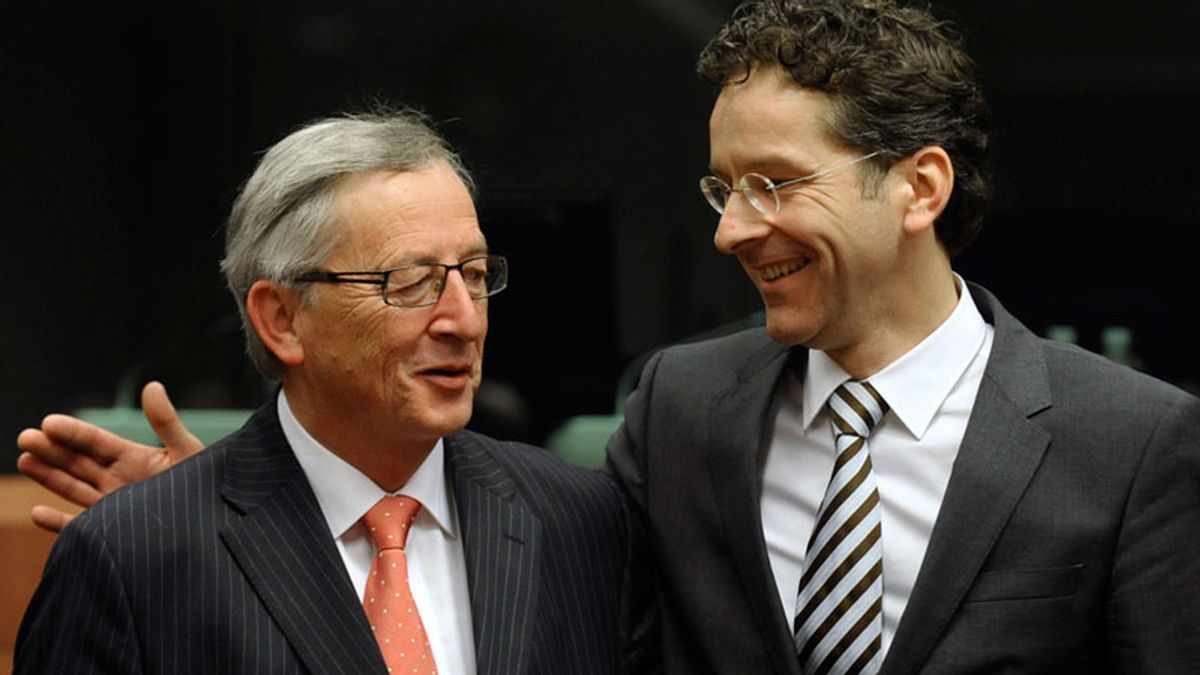 El ministro holandés de Finanzas, Jeroen Dijsselbloem, junto al anterior presidente del Eurogrupo, Jean-Claude Juncker