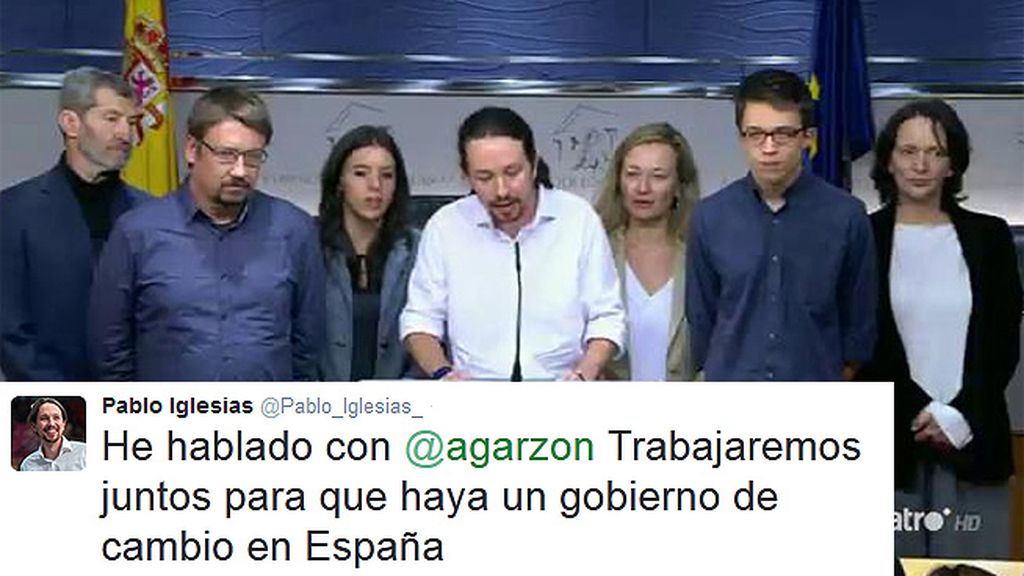 Iglesias, de Garzón: "Trabajaremos juntos para que haya un gobierno de cambio"