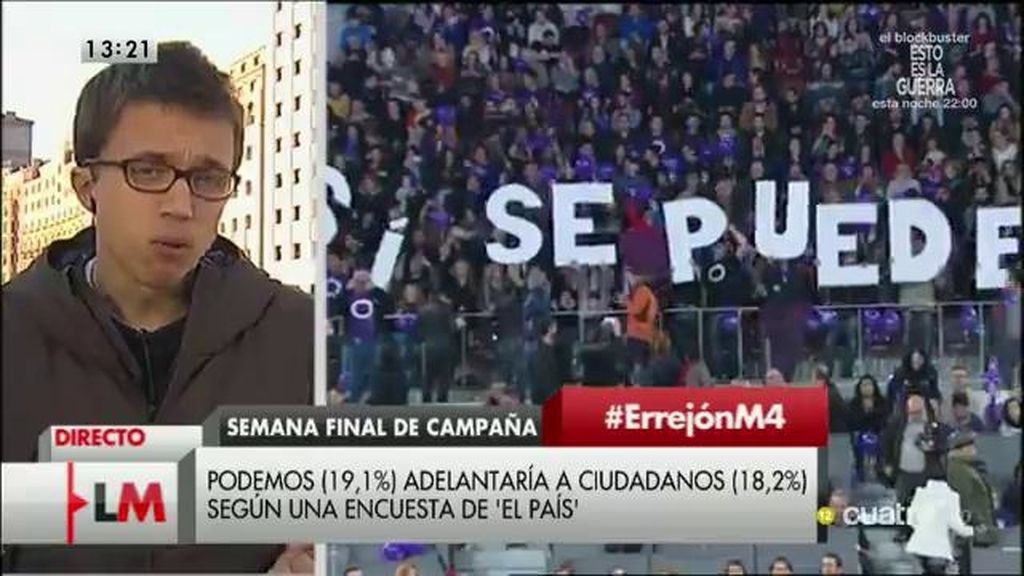 Íñigo Errejón: "Hay claramente una remontada de Podemos"