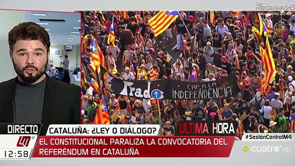 Rufián, de la resolución del TC: “Si van en contra de lo que la gente decide en Cataluña, no lo acataremos”