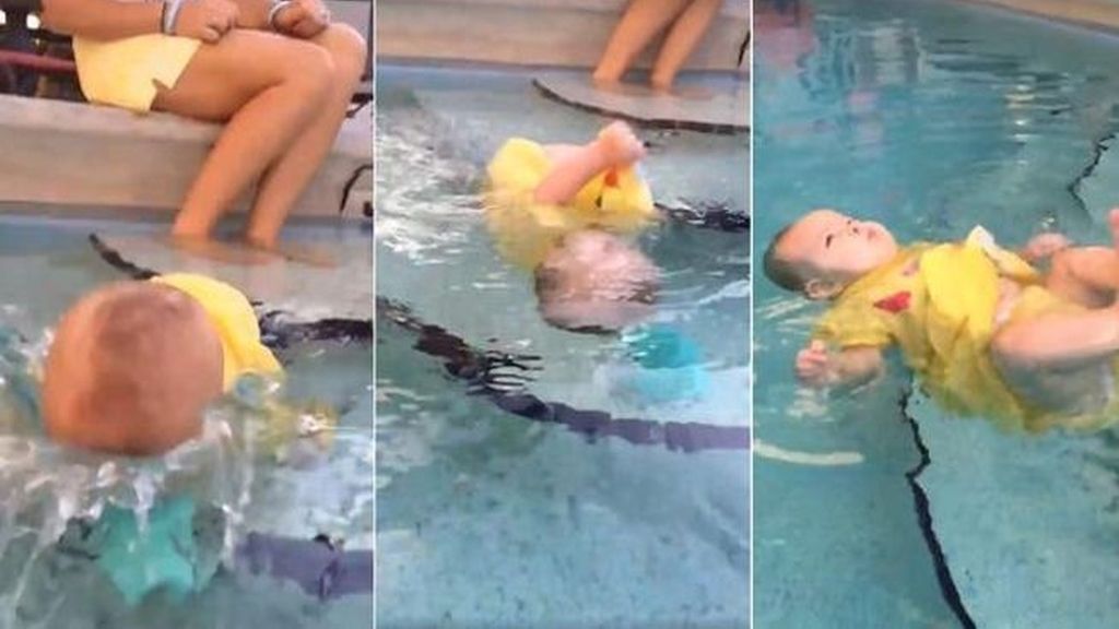 ¿A favor o en contra de lo que le hace esta madre a su bebé de 6 meses en una piscina?