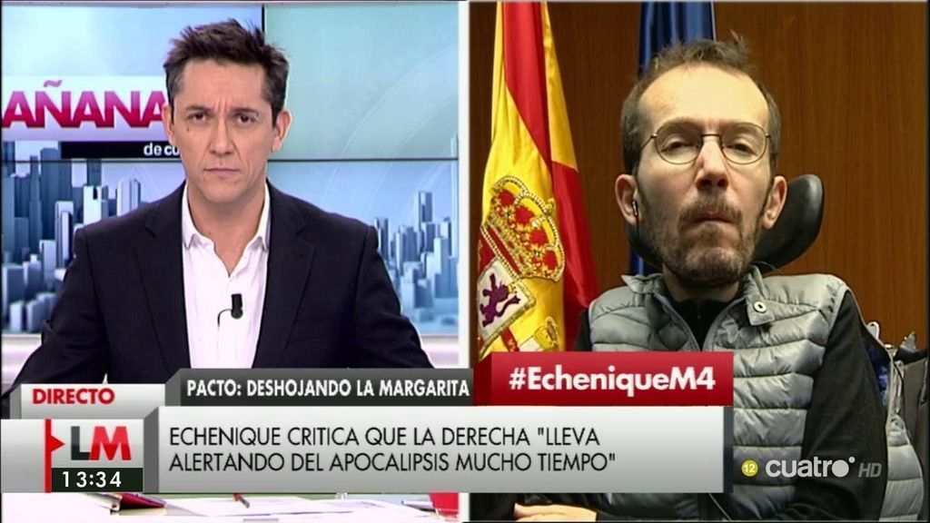 P. Echenique: “Me inquieta un poco que esta escenificación tenga que ver con un deseo del PSOE de que pueda haber nuevas elecciones”