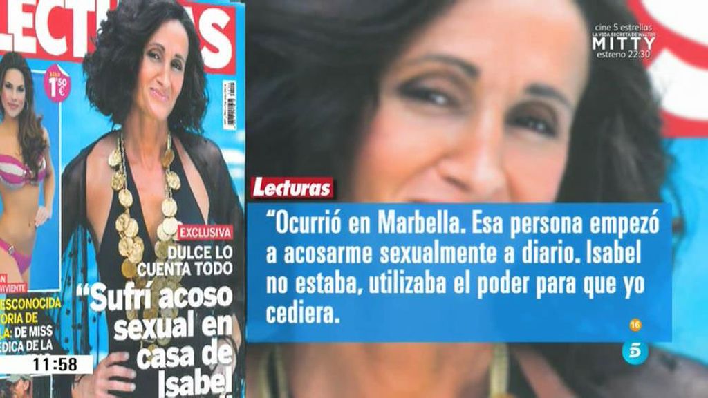 Dulce se sincera en 'Lecturas': "Sufrí acoso sexual en casa de Isabel Pantoja"