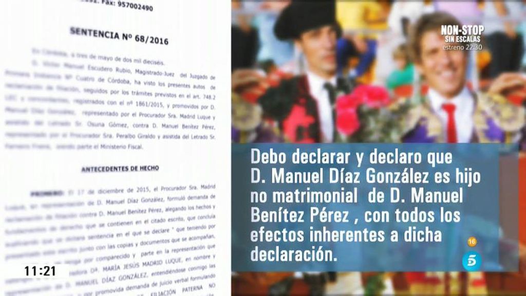 Manuel Díaz ya tiene la sentencia que confirma que es hijo de Manuel Benítez