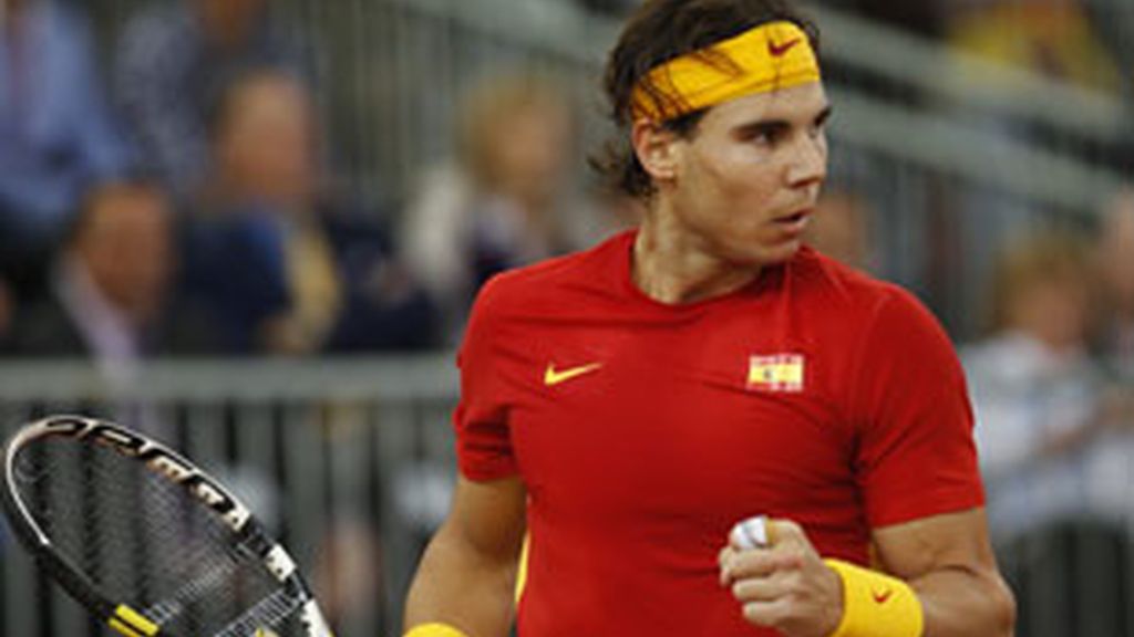 Rafa Nadal en rueda de prensa tras vencer a Mónaco en el partido de apertura de la final de la Copa Davis. VÍDEO: Atlas
