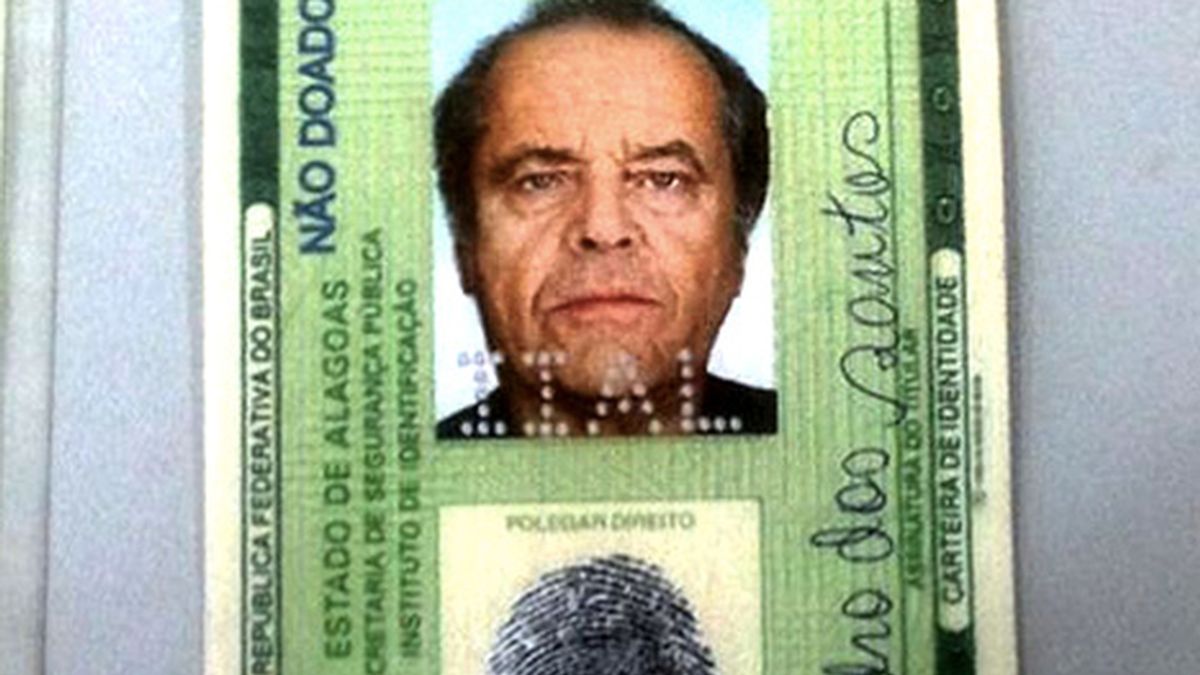 Falso Jack Nicholson, carné de identidad Falso Jack Nicholson, carné de identidad
