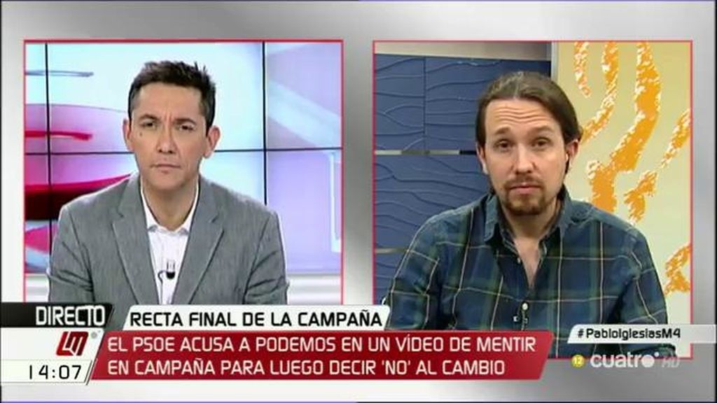Iglesias: “Creo que al PSOE no le va a ir muy bien en las urnas si insiste en decir que el problema no es Rajoy sino nosotros”