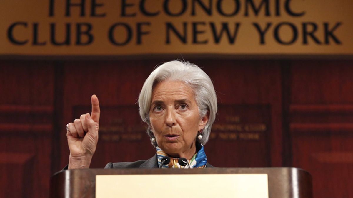 Christine Lagarde durante un discurso en el Club Económico de Nueva York