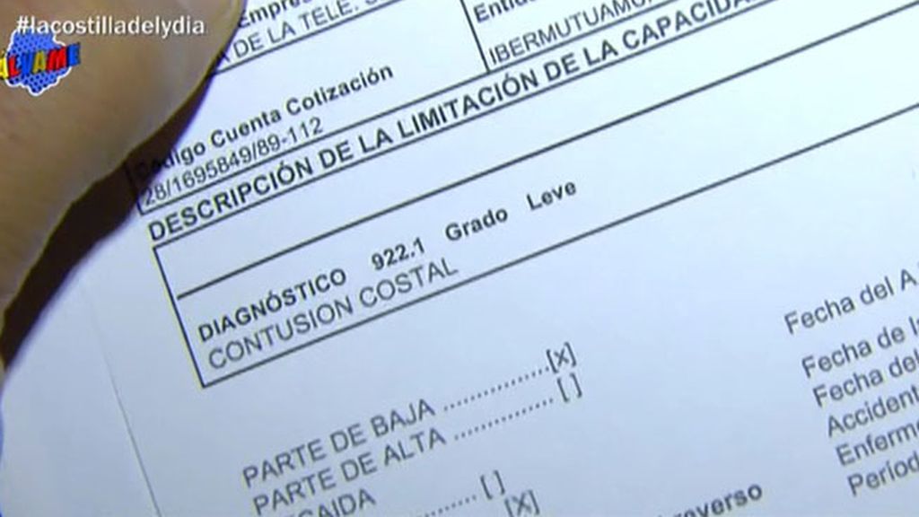 El parte médico de Lydia Lozano: contusión lumbar