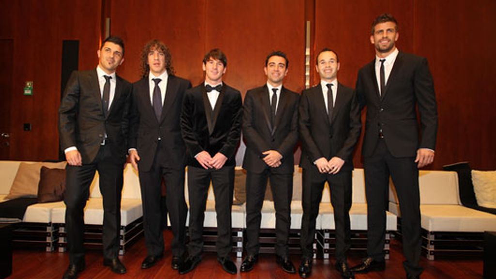 2010: Con sus compañeros del Barça en la entrega del Balón de Oro